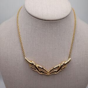 Vintage MONET Gold Plated Rope Chain Necklace with Pendant 16 Inch